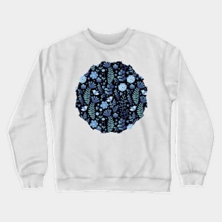 Vintage floral pattern on a black background Crewneck Sweatshirt